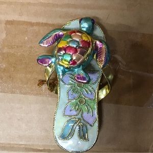Victorian Enameling turtle flip flop ornament tropical beach nautical lake decor